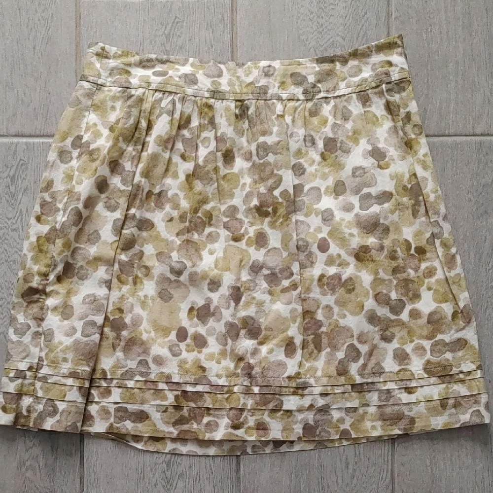 LOFT Cream and Olive A-Line Mini Skirt Women's Size 2P Lined Y2K